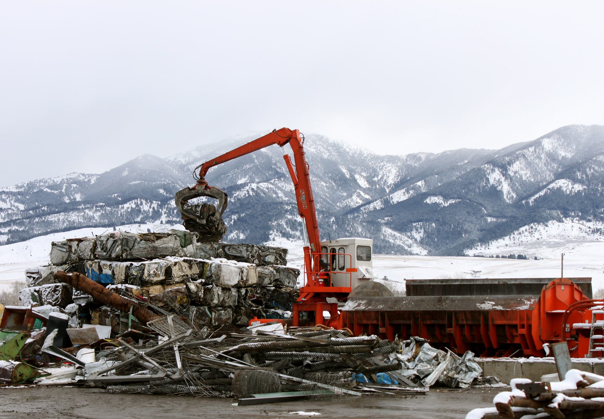 Recycling baler at the Bozeman yard
